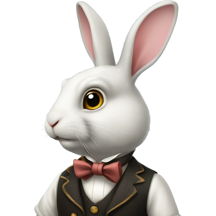 rabbit wearing a waistcoat and monocle alice in wonderland like emoji