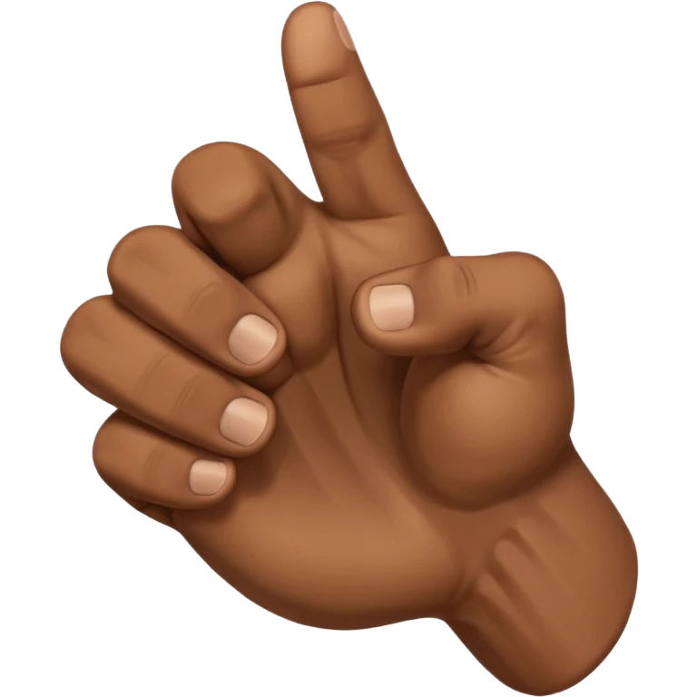 right fist, brown skin tone, thumb pointing out, camera-facing, minimal background emoji
