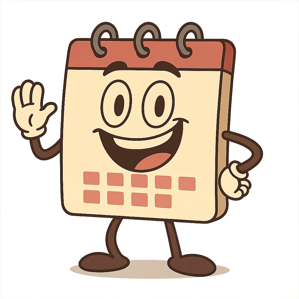 calendar with a big smile, cartoon style emoji