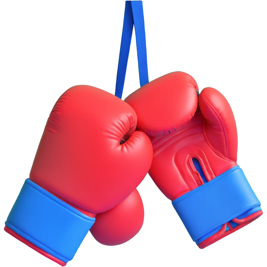 Boxing gloves with Mario colors, red with blue straps emoji