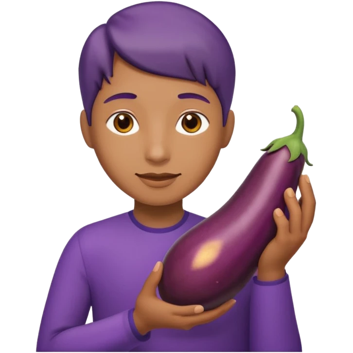 holding brinjal emoji