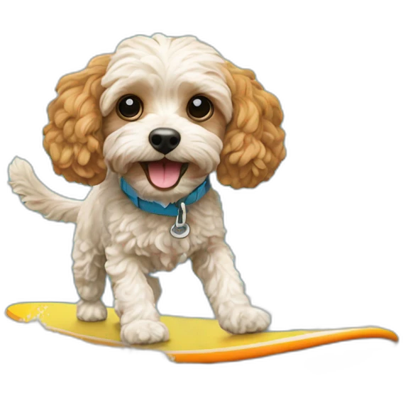 cavapoo surfing in the ocean emoji