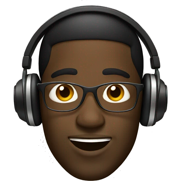 Black guy with headphones and  emoji
