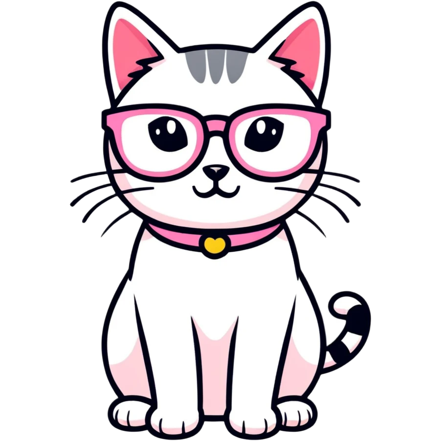 Cat with pink glasses  emoji