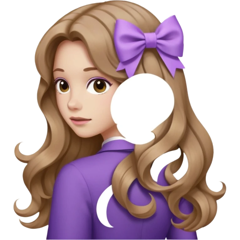 light brown open wavy long hair from behind with a medium lilac bow emoji