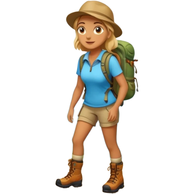 woman hiking in the woods in the sunshine emoji