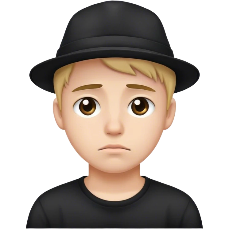 sad student hat with black shirt emoji