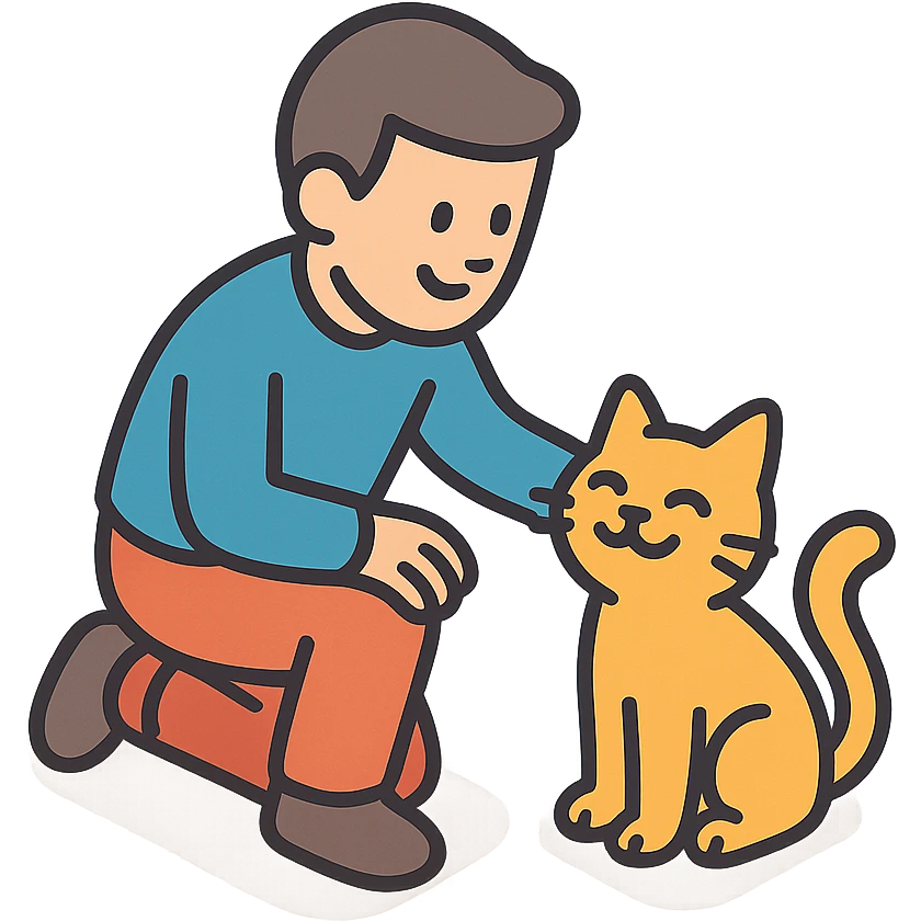 мужчина видит что кошка счастлива emoji