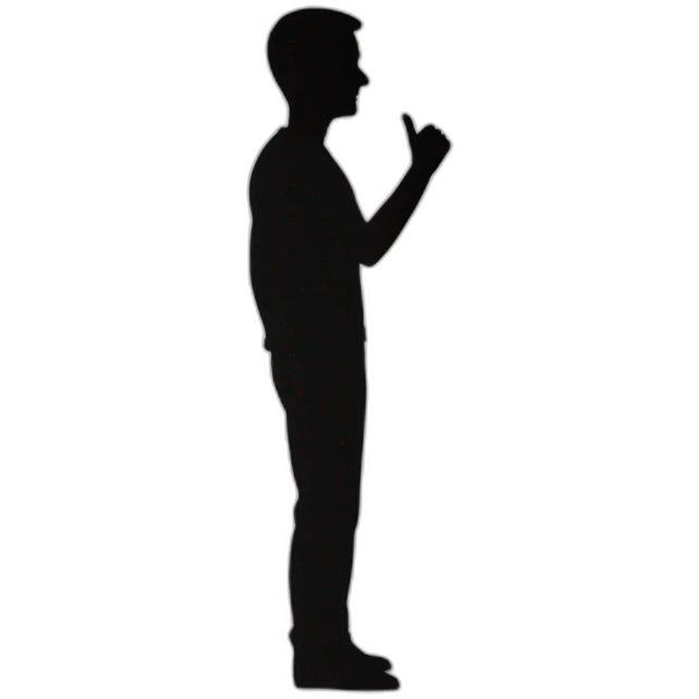 a silhouete man saying hello emoji
