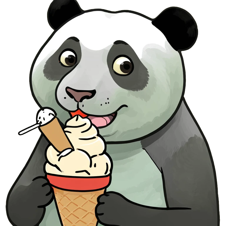 Panda eating ice cream emoji