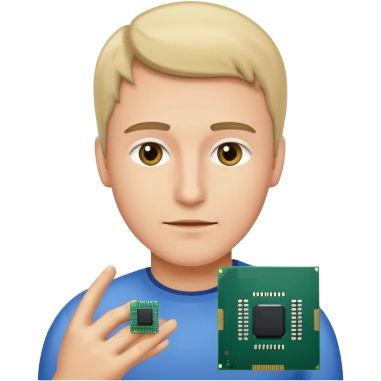 an icon of a person with a small computer chip next to him emoji
