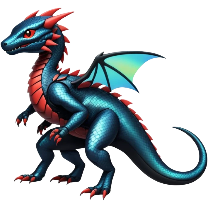 Modern Futuristic Scaly Iridescent Cyber-Salandit-Litten-Hybrid (Full body) emoji