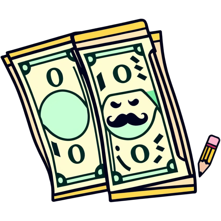 Money with pencil mustaches  emoji