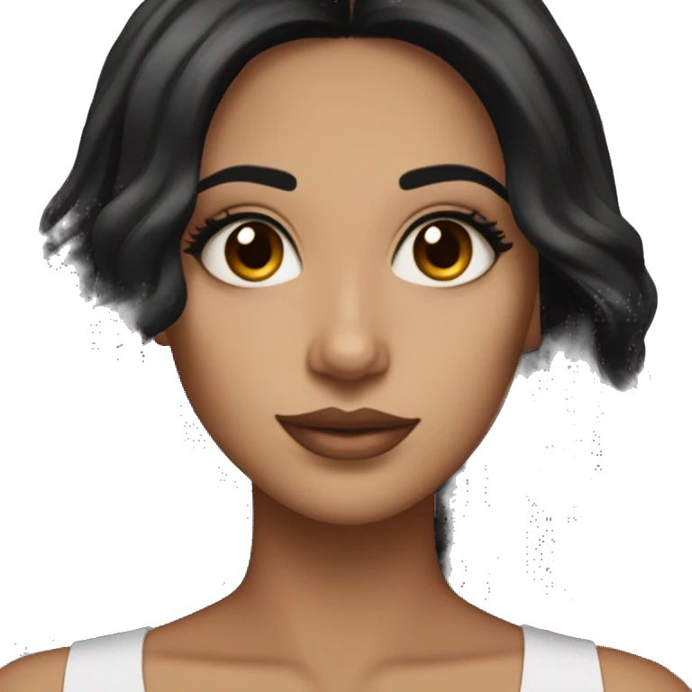 Latina with straightened black hair brown eyes big lashes and makeup on  emoji