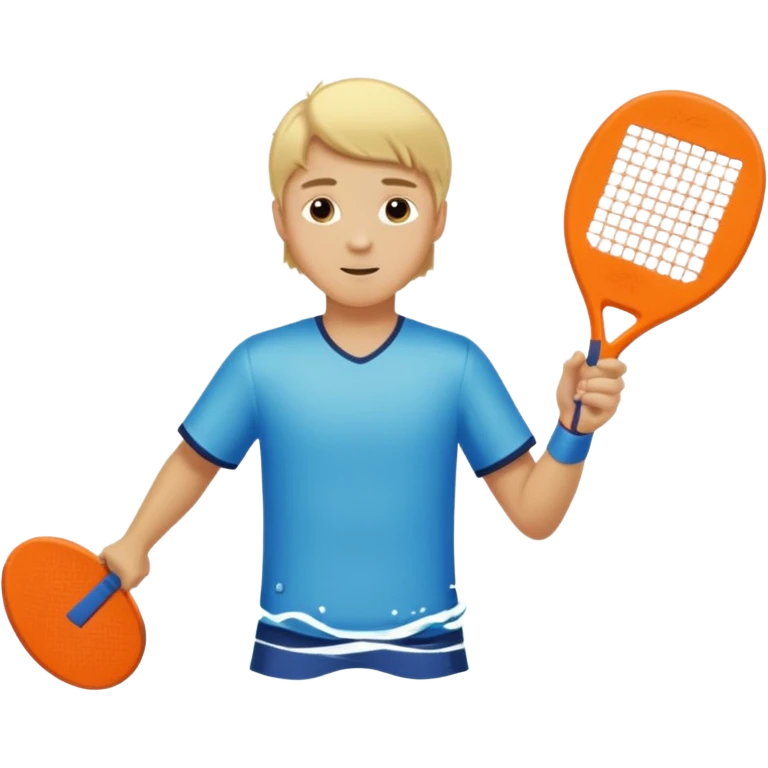 Chico  rubio bajo el sol jugando padel  emoji