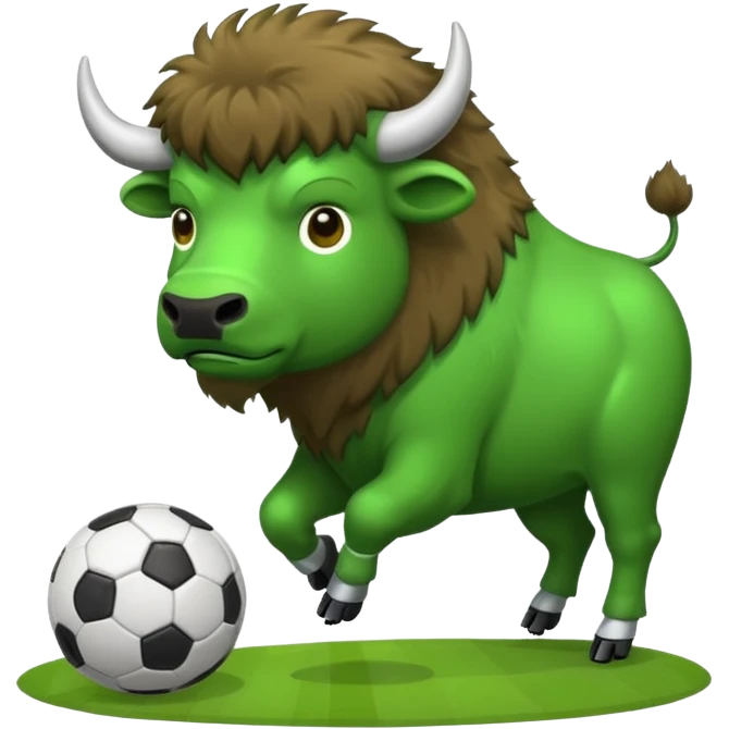 Green bison playing soccer emoji
