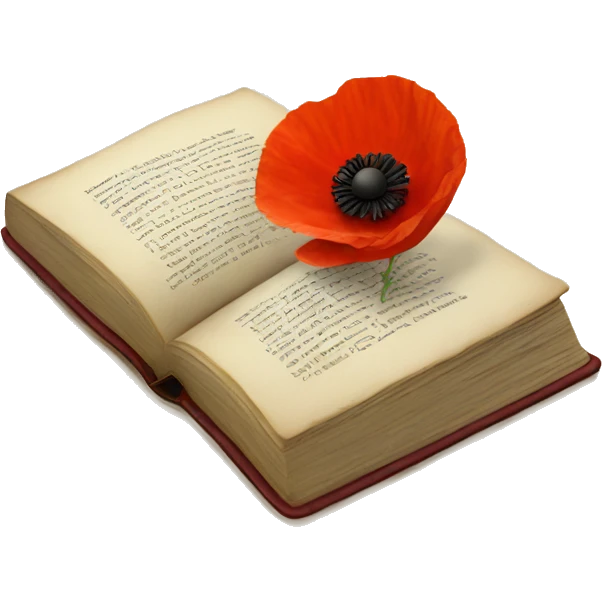 Poppy with a book emoji