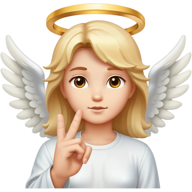Angel with halo sticking up middle finger emoji
