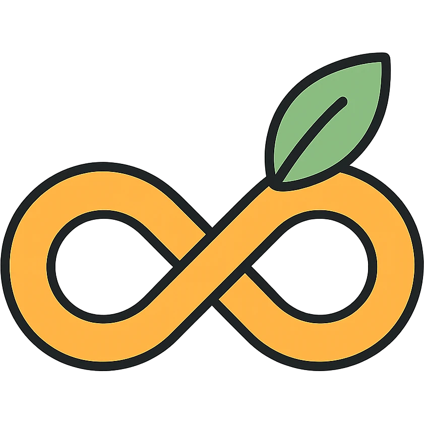 Elegant infinity symbol incorporating a leaf, representing sustainable business practices and continuous environmental commitment emoji
