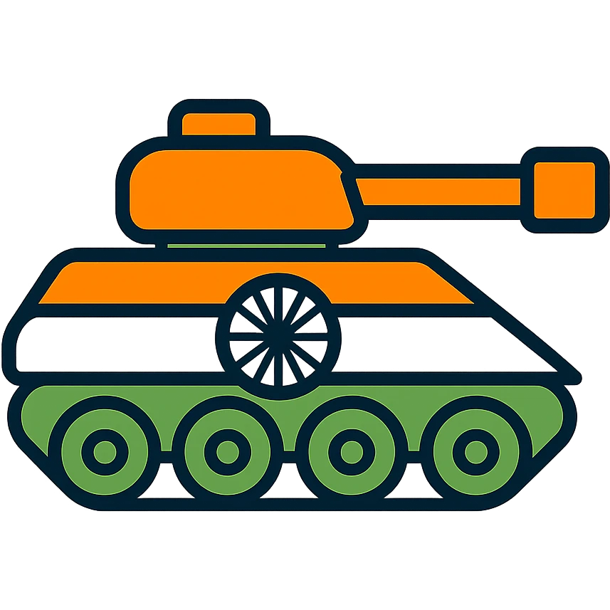 Indian Army tank with orange, white, and green colors emoji