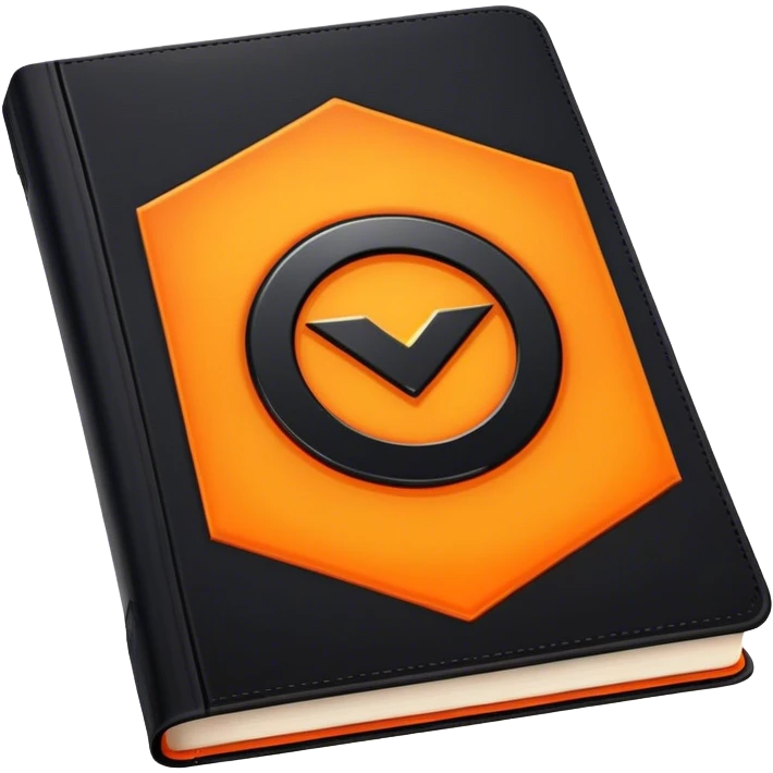 A bright orange book with a black, bold X with an edgy texture, exuding energy and pure, unapologetic confidence..orange halo aura.. unstoppable emoji