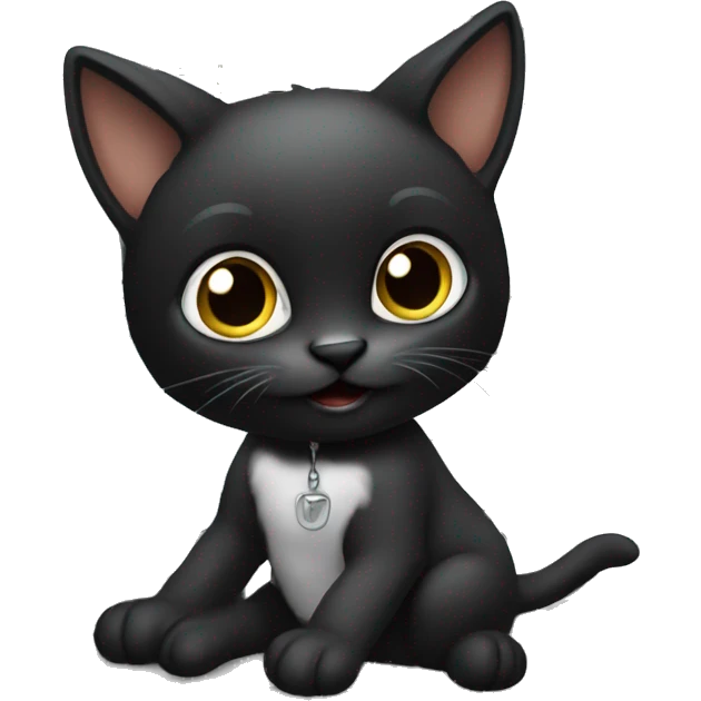 black kitten on computer emoji