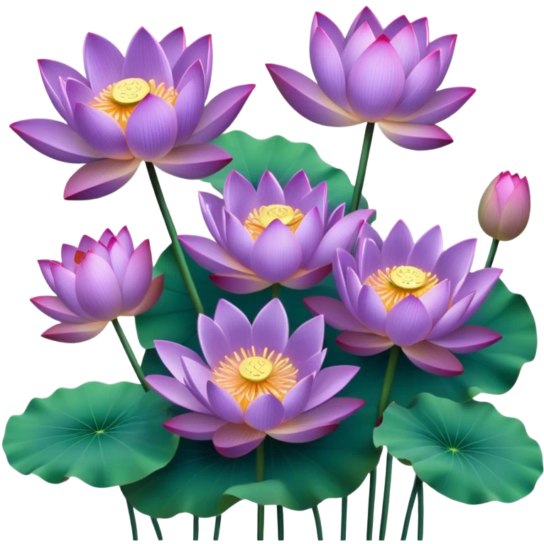 bunch Purple Lotus,stem, Lotus leaf emoji