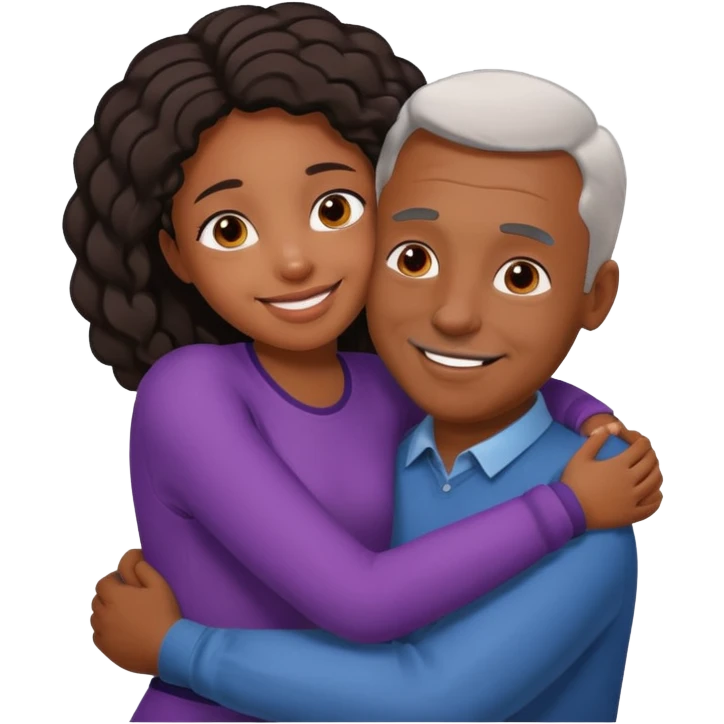 A black daughter hugging her white dad emoji