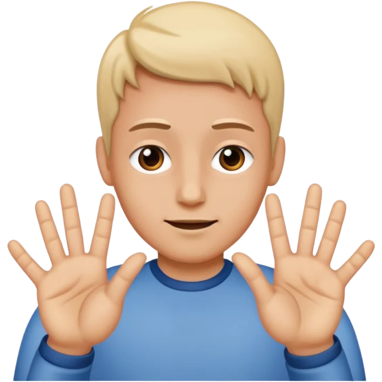 Face 2 hands with 6 on one and 7 on the other one emoji