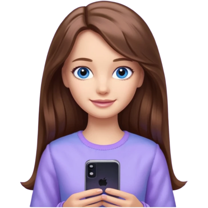 beautiful barbie girl with long brown hair, blue eyes and wearing light purple clothes watching stranger things on tv emoji