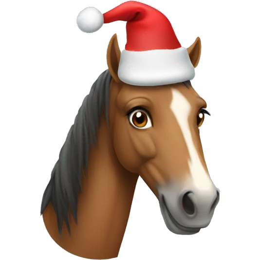 Horse wearing christmas hat emoji