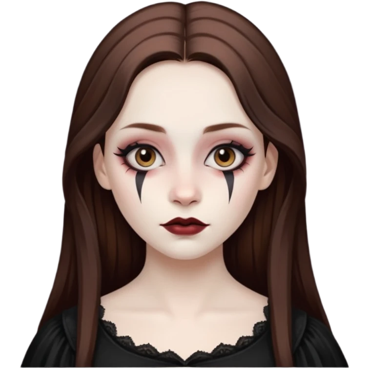 gótica con la cara pintada, pelo marrón  emoji