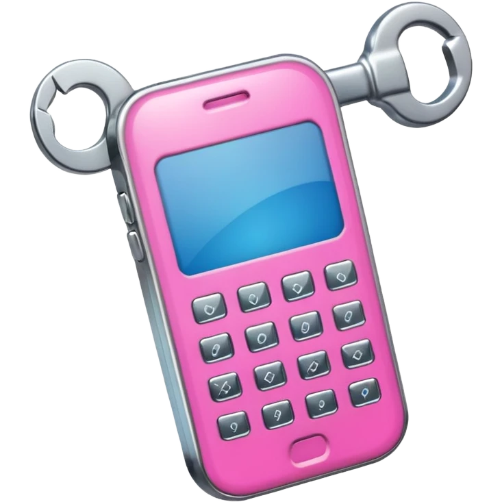 pink cellphone with a wrench emoji