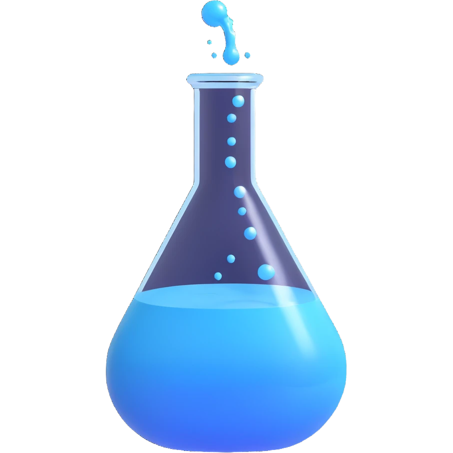 chemical flask with blue liquid, 3D style emoji
