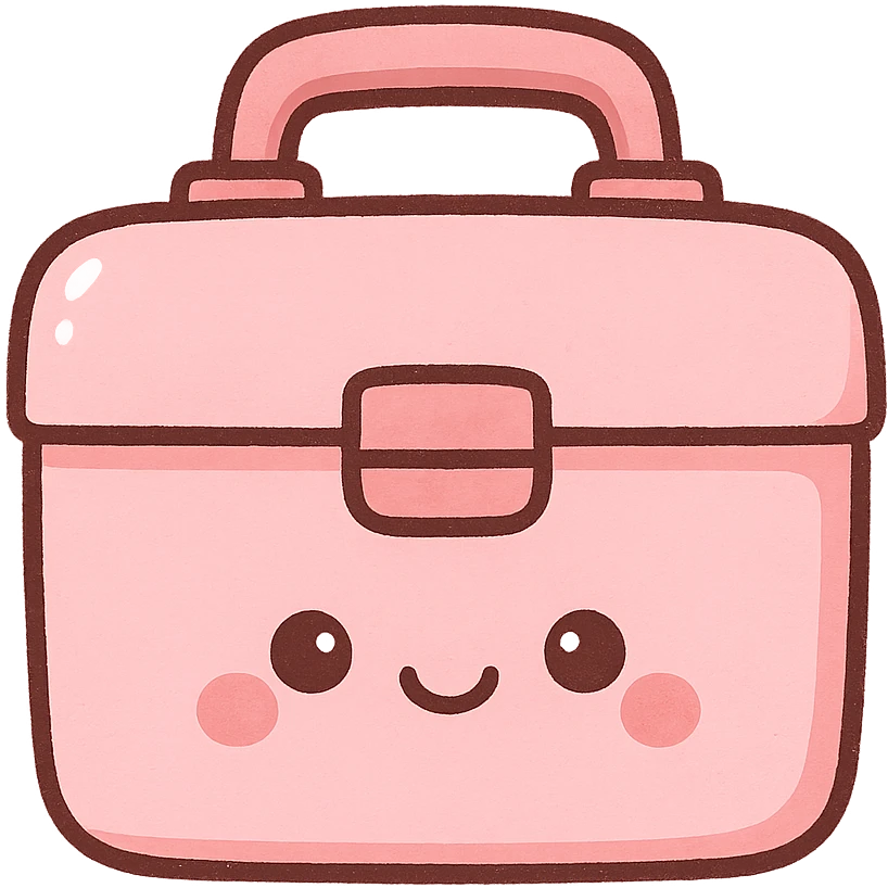 pink lunchbox, cute emoji