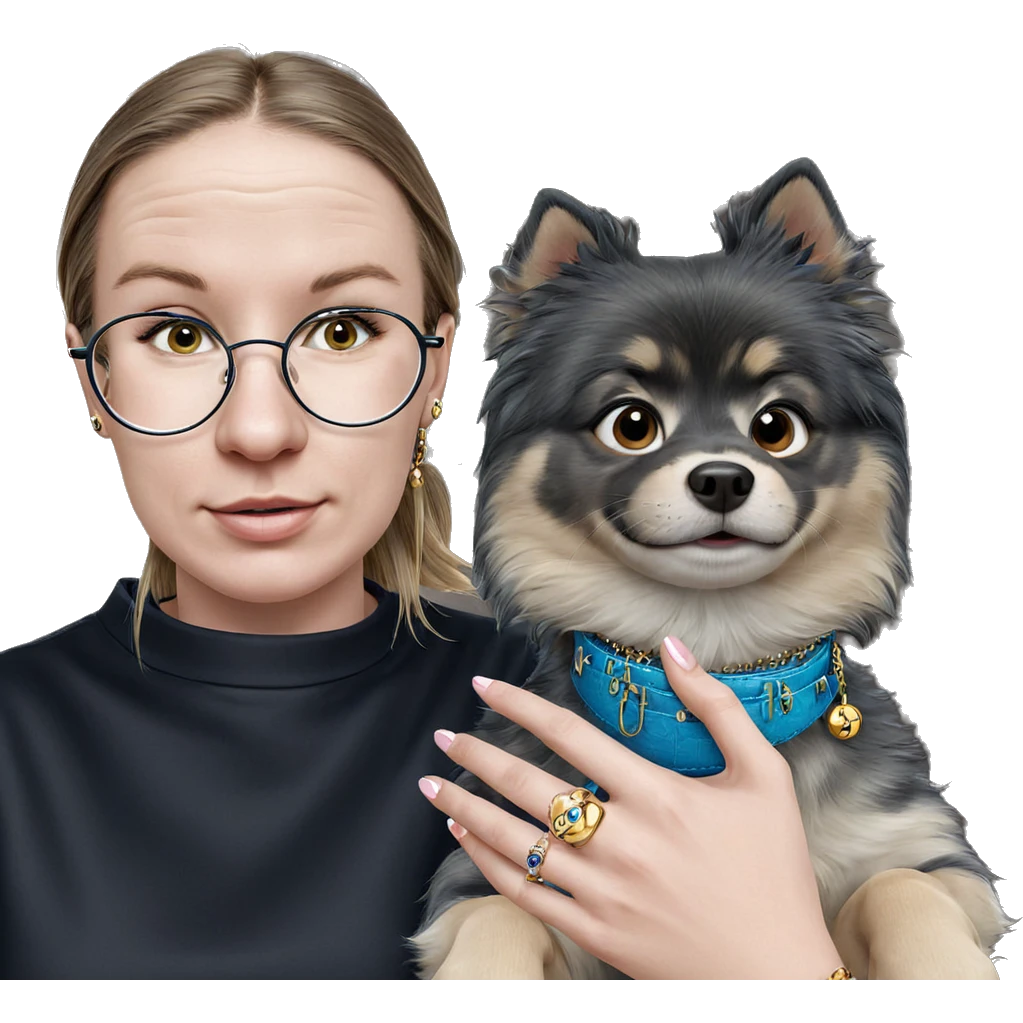 girl with dog and jewelry emoji