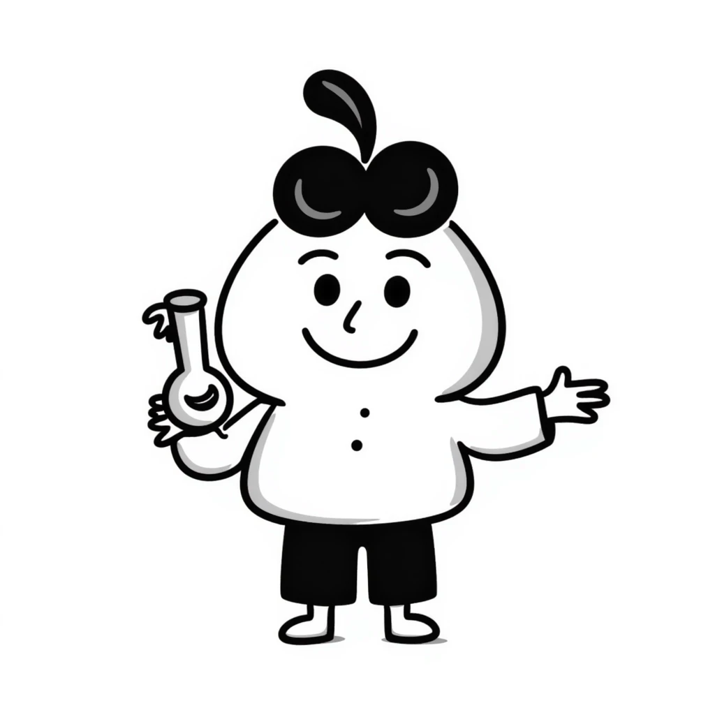 cute hand-drawn poop character holding a small bong emoji