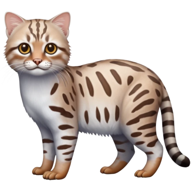 Realistic albino albinism colorful shiny glossy smooth whitish pastel dusky dark gloomy wild natural elegant lifelike Pallas-cat-ocicat-ocelot-Rusty-spotted-cat-fusion-hybrid-animal-creature, full body, hyper-realism emoji