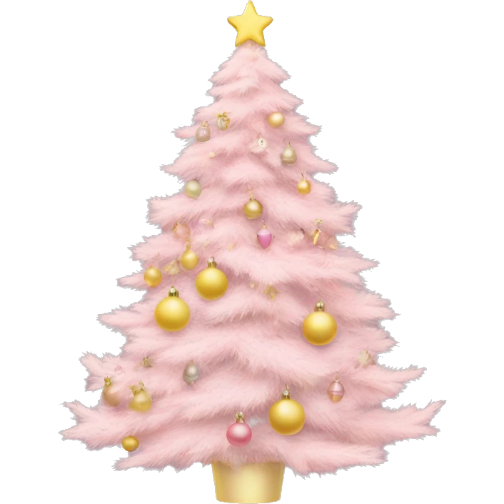 pastel pink christmas tree with pastel pink and pastel yellow ornaments，more details emoji