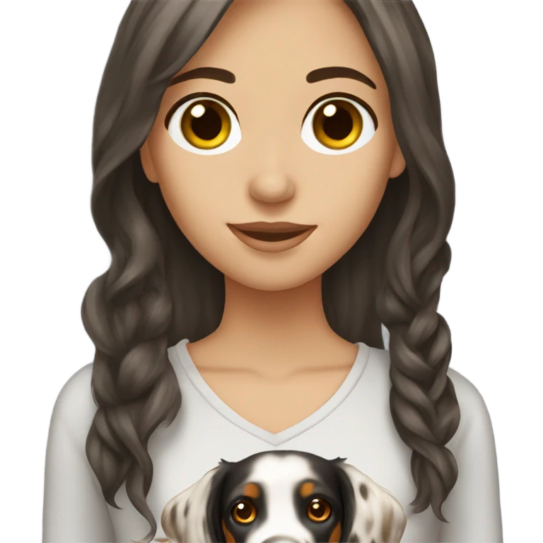 Pretty brunette with English setter emoji