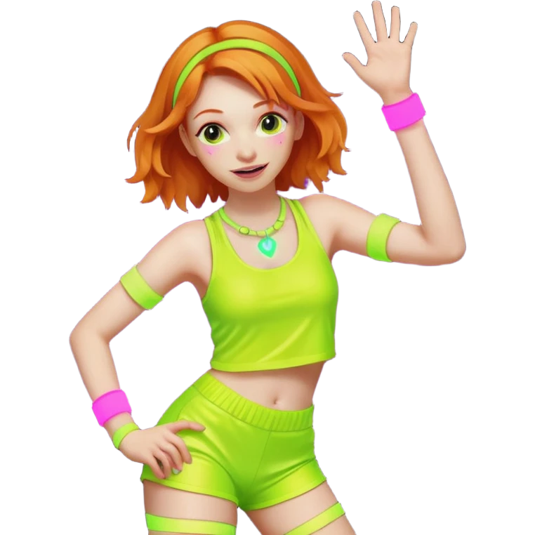 Ginger girl dancing at a rave emoji
