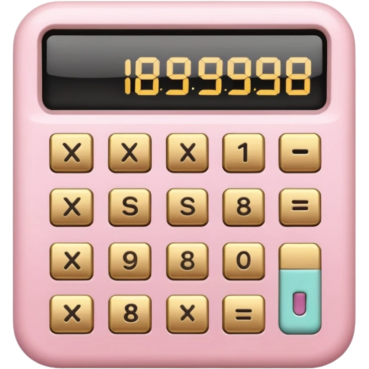 Pastel pink calculator with gold buttons, sleek luxury aesthetic emoji