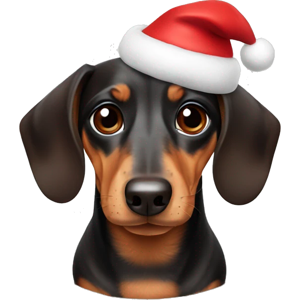 Dachshund with Christmas hat emoji