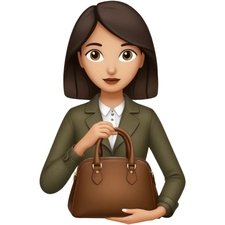 italian female with italian fashion style, holding bag emoji