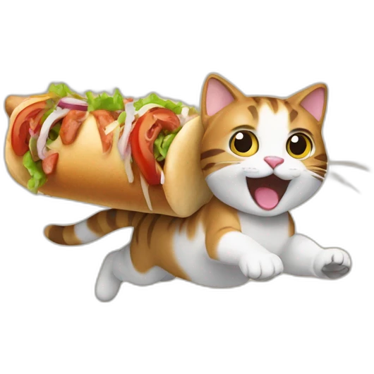Cat running on kebab emoji