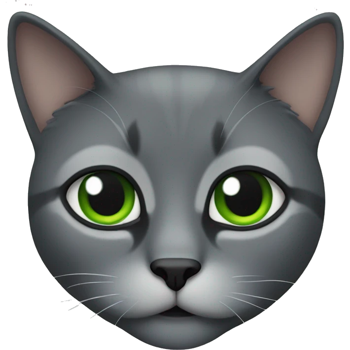 gato gris oscuro con ojos verdes emoji