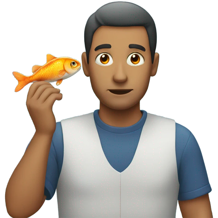Man being absorbed by a fish emoji
