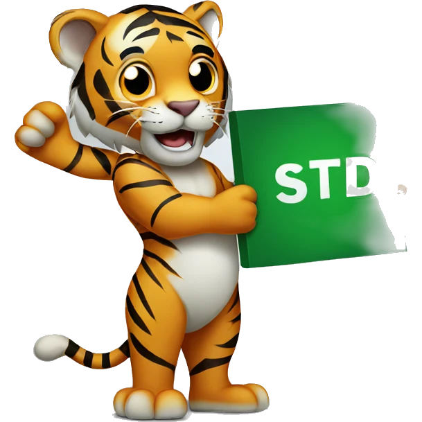 Tiger holding sign that says STTDB emoji