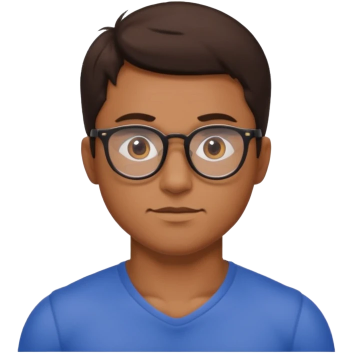 Male core muscles white dark brown hair round glasses emoji