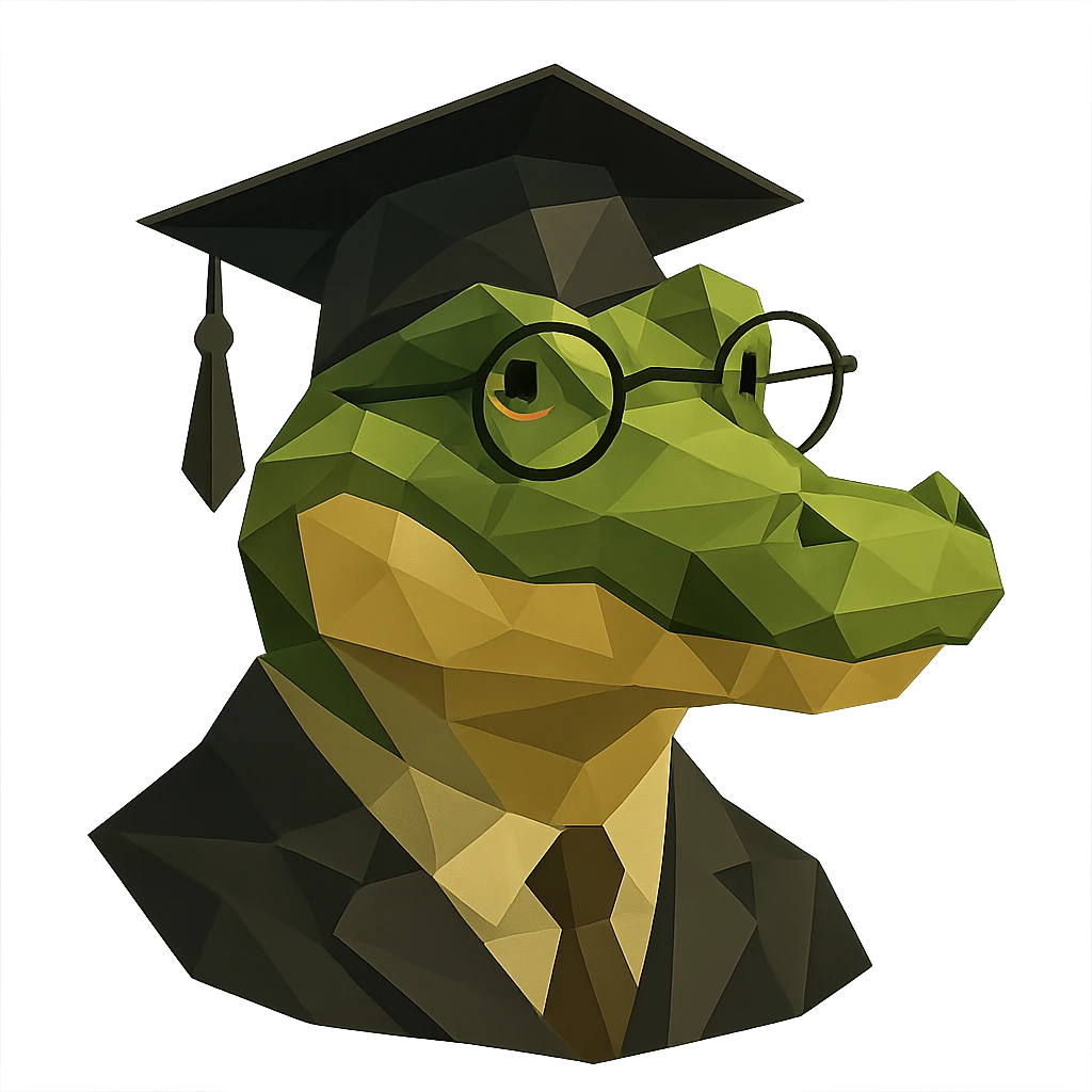 academic alligator wearing glasses and a graduation cap emoji